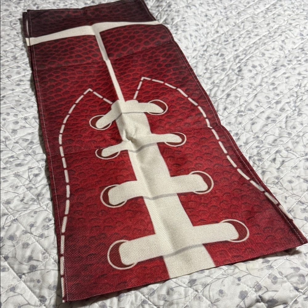Red and White Football Design Table Runner